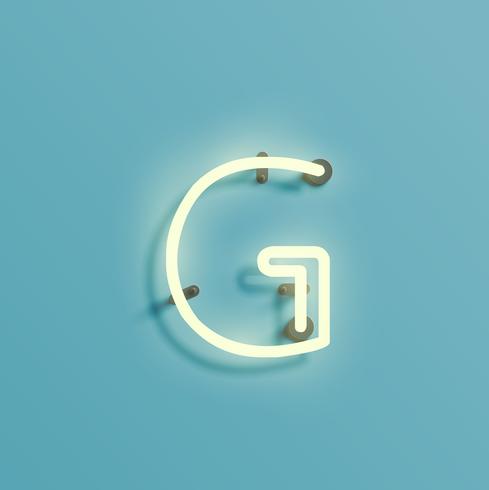Realistic neon character from a fontset, vector