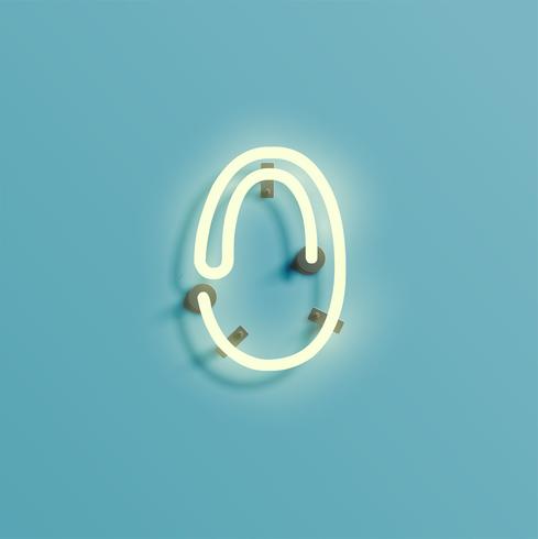 Realistic neon character from a fontset, vector