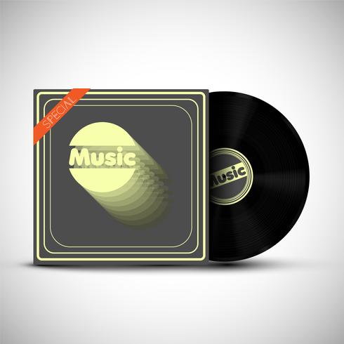 A vinyl with its cover on white background, vector