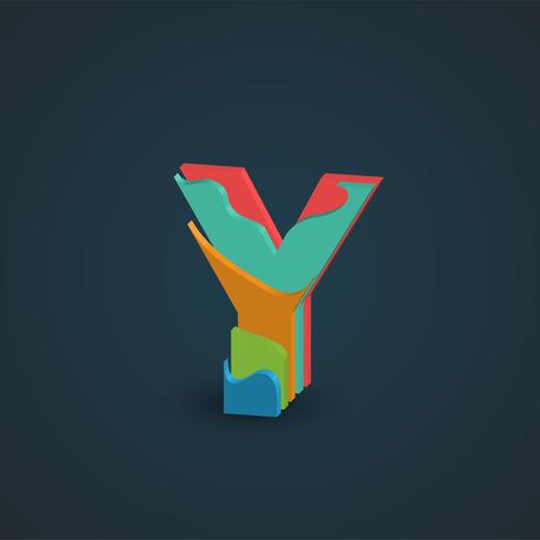 3D colorful layered character from a fontset, vector