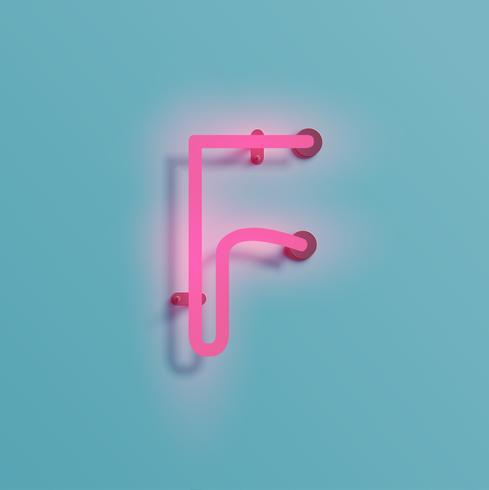 Realistic neon character from a typeset, vector