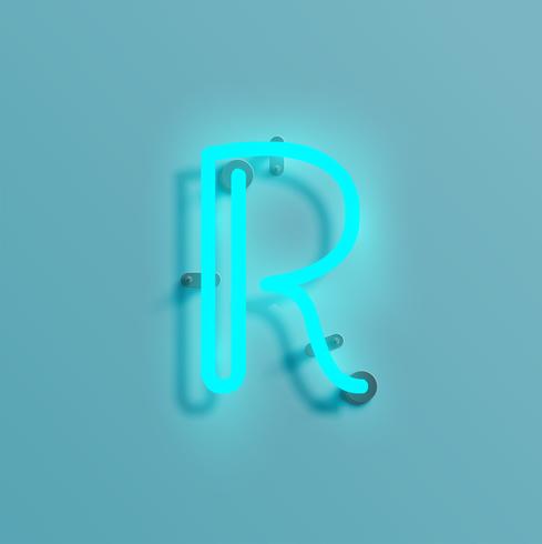 Realistic neon character from a typeset, vector