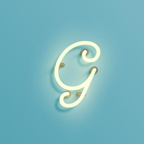 Realistic neon character from a typeset, vector