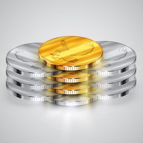 Realistic coins, vector illustration