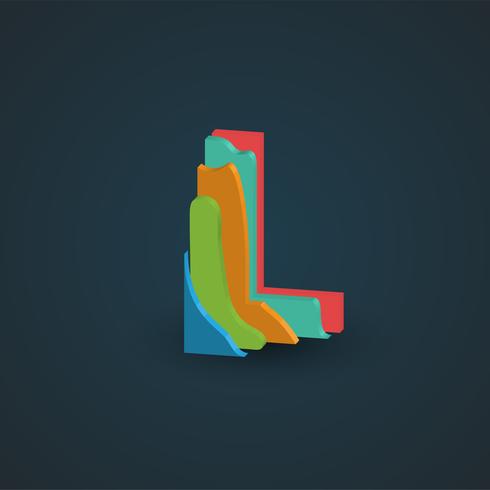 3D colorful layered character from a fontset, vector