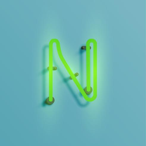 Realistic neon character from a typeset, vector