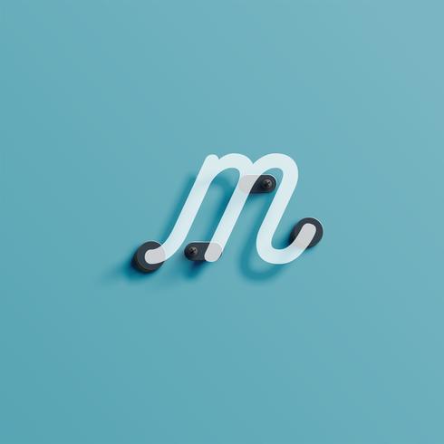 Realistic neon character from a typeset, vector