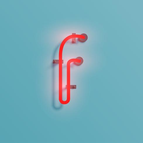 Realistic neon character from a typeset, vector