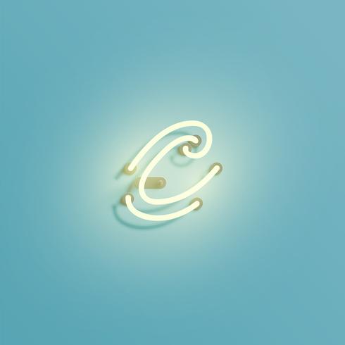 Realistic neon character from a typeset, vector