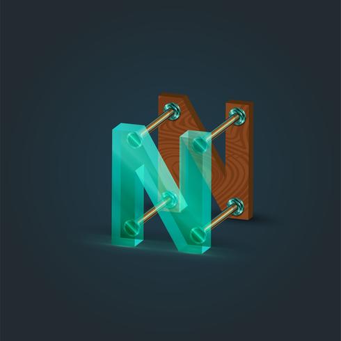 Character made by glass and wood, vector