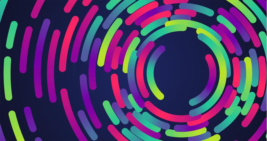 Colorful neon circles background, vector