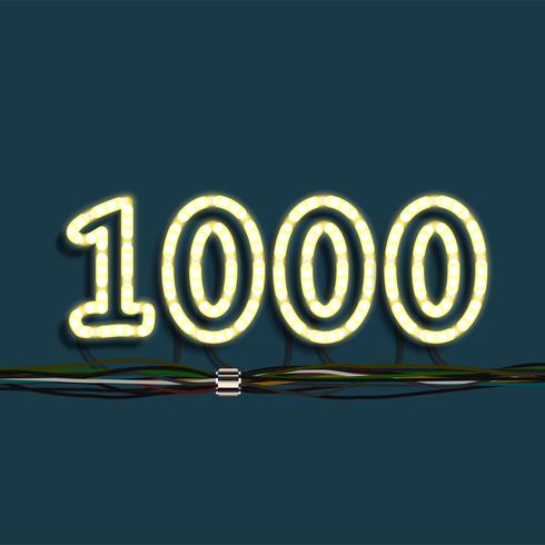 Neon garland number, vector