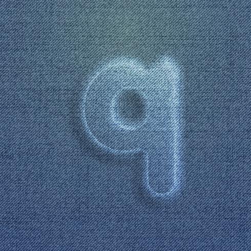 Character made by denim, from a typeface, vector