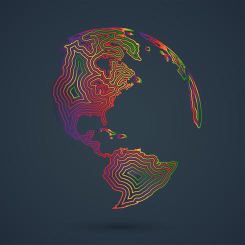 Mapa colorido del mundo, ilustración vectorial vector