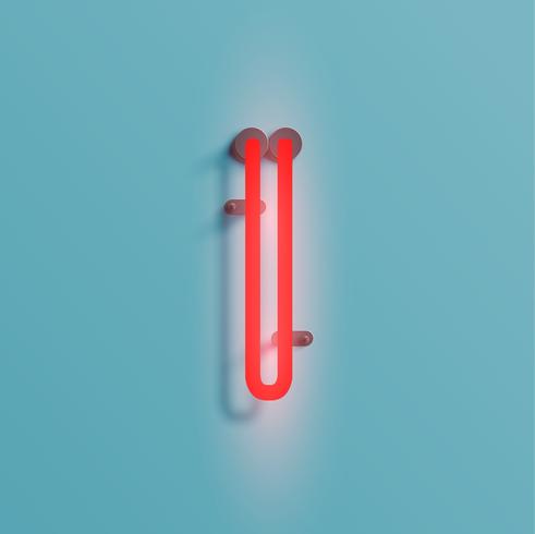 Realistic neon character from a typeset, vector