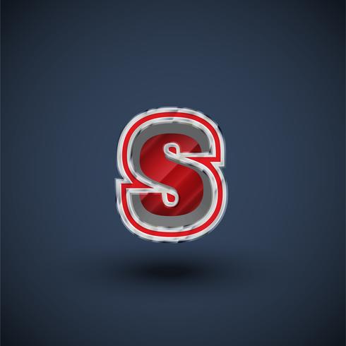 3D red steel font character, vector