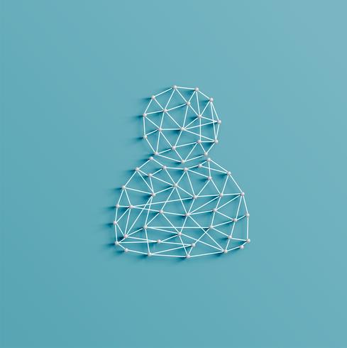 Realistic illustration of a figure icon made by pins and strings, vector