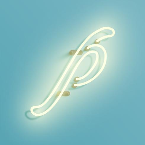 Realistic neon character from a typeset, vector