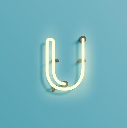 Realistic neon character from a fontset, vector