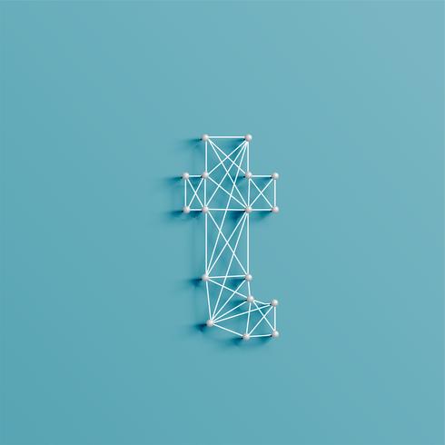 A character made by pins and lines, 3D and realistic, vector