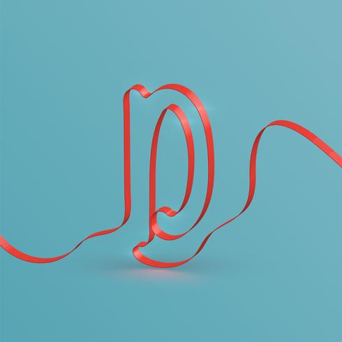 Realistic ribbon font from a typeset, vector