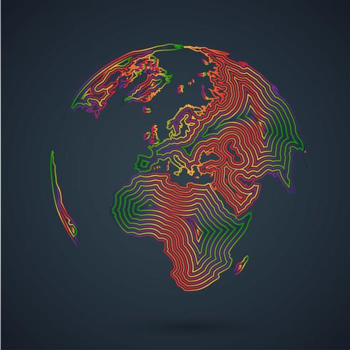 Mapa colorido del mundo, ilustración vectorial vector