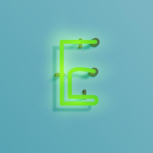 Realistic neon character from a typeset, vector