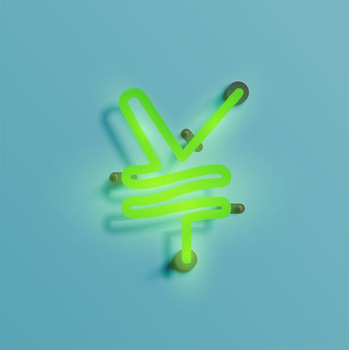 Realistic neon character from a typeset, vector