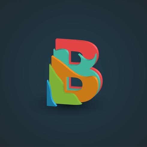 3D colorful layered character from a fontset, vector