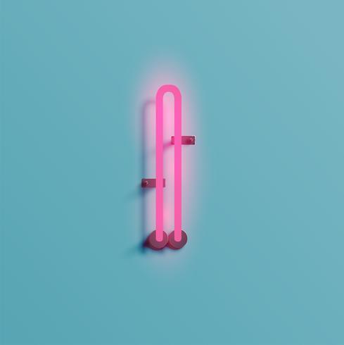 Realistic neon character from a typeset, vector