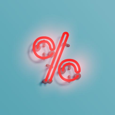 Realistic neon character from a typeset, vector