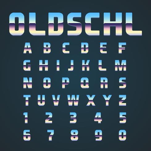 OLDSCHL retro font set, vector