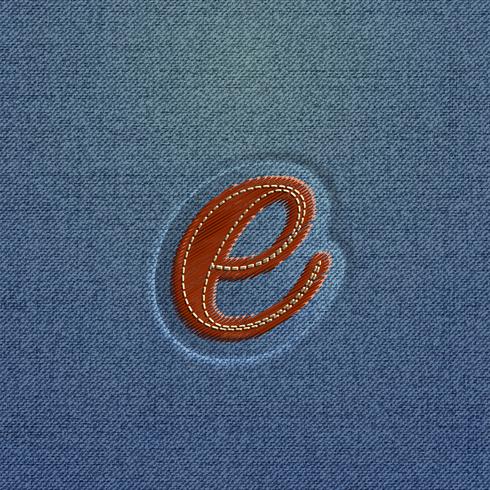 Character made by denim, from a typeface, vector