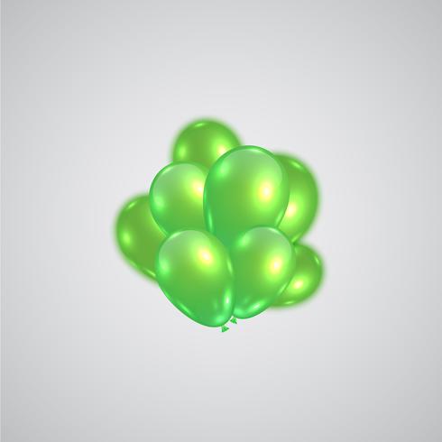 Green realistic balloons, vector