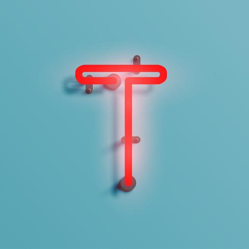 Realistic neon character from a typeset, vector