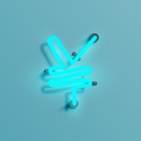 Realistic neon character from a typeset, vector