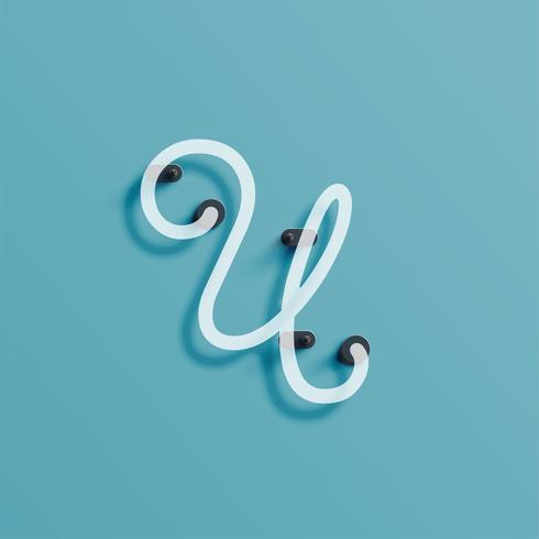 Realistic neon character from a typeset, vector