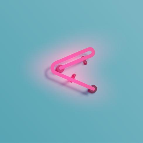 Realistic neon character from a typeset, vector