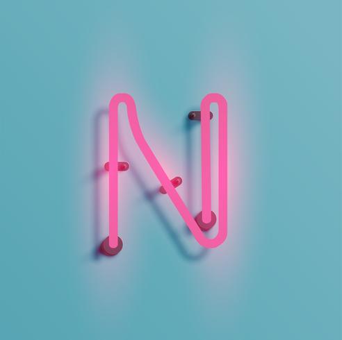 Realistic neon character from a typeset, vector