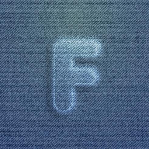 Character made by denim, from a typeface, vector