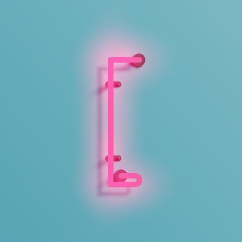 Realistic neon character from a typeset, vector