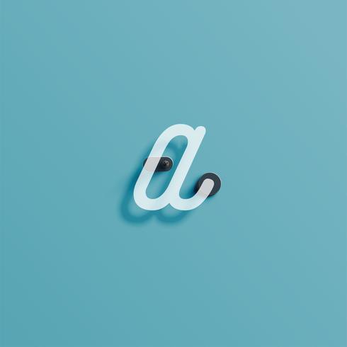 Realistic neon character from a typeset, vector