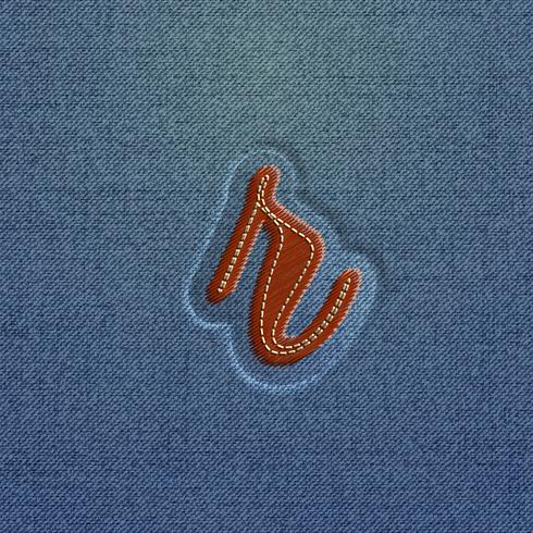 Character made by denim, from a typeface, vector