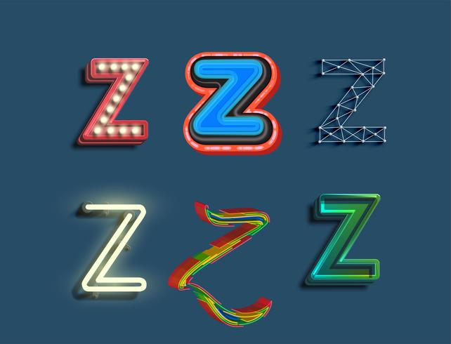 A character set of 6 different styled font, vector