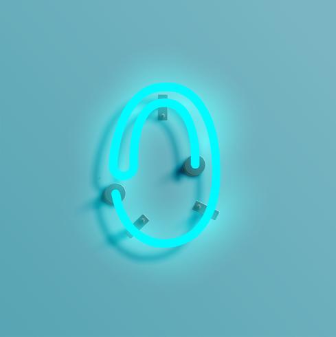 Realistic neon character from a typeset, vector