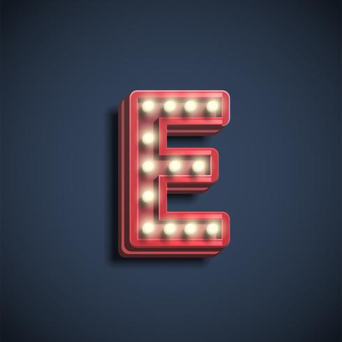 Realistic font character with lamps, vector illustration