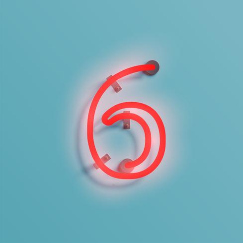 Realistic neon character from a typeset, vector