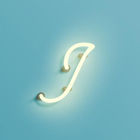 Realistic neon character from a typeset, vector