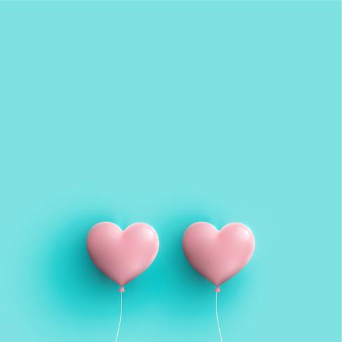 Pastel coloured 3D hearts, vector illustration