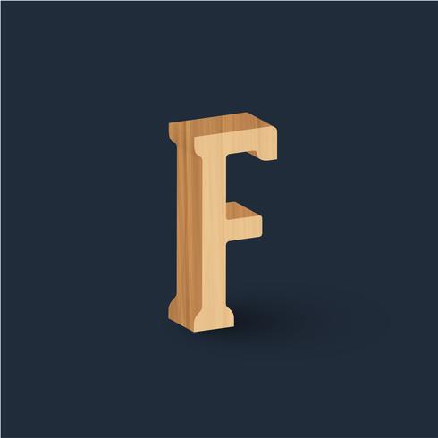 3D wood font character, vector